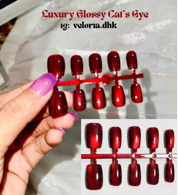Wine red press on nail, wine red fake nail in bangladesh